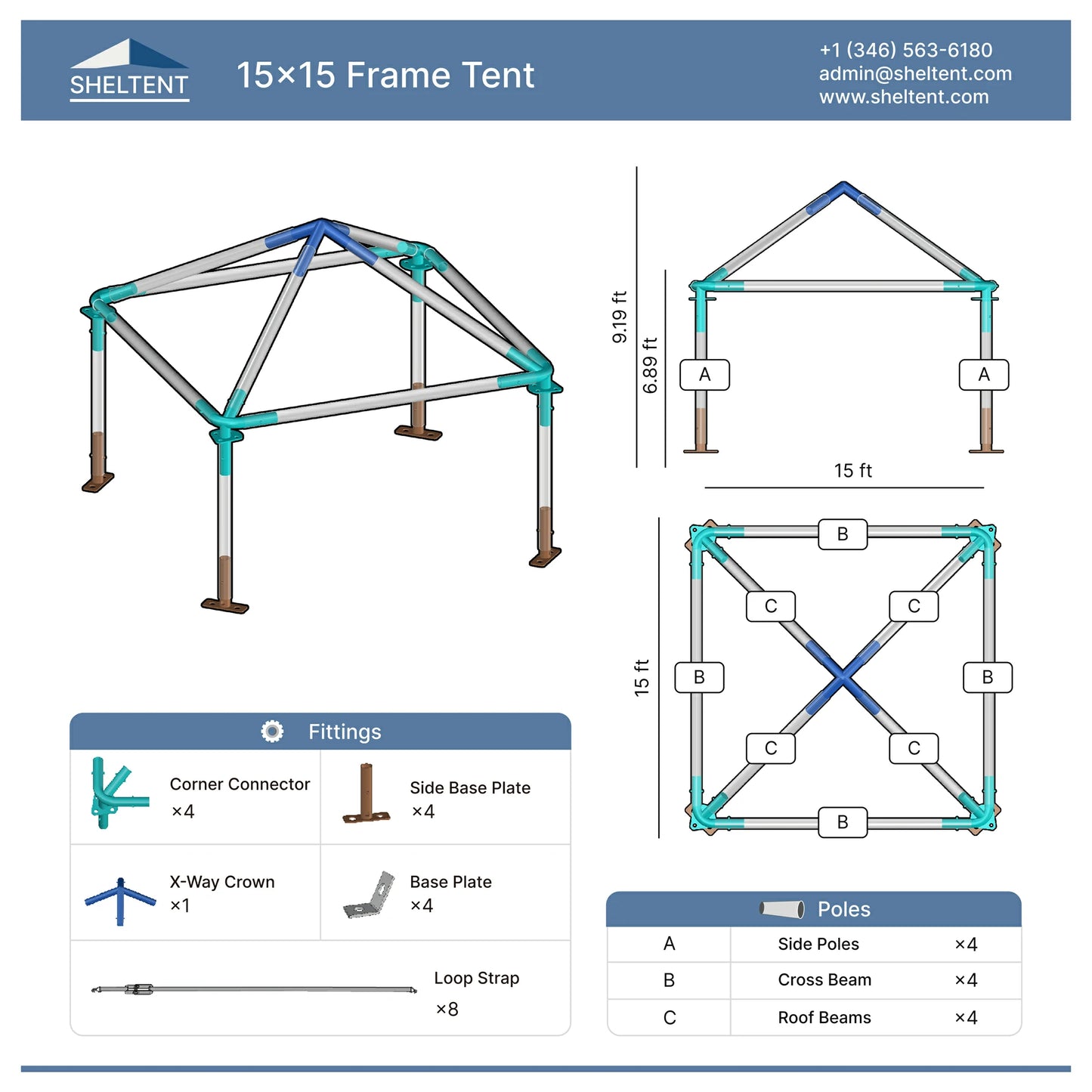 15x15 Frame Tent View