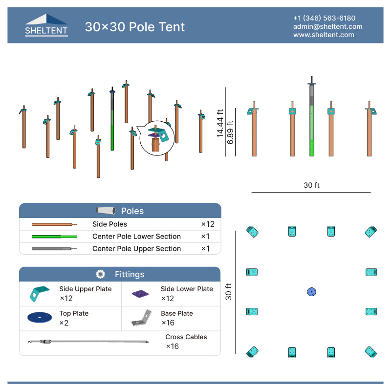 30x30 Pole Tent View