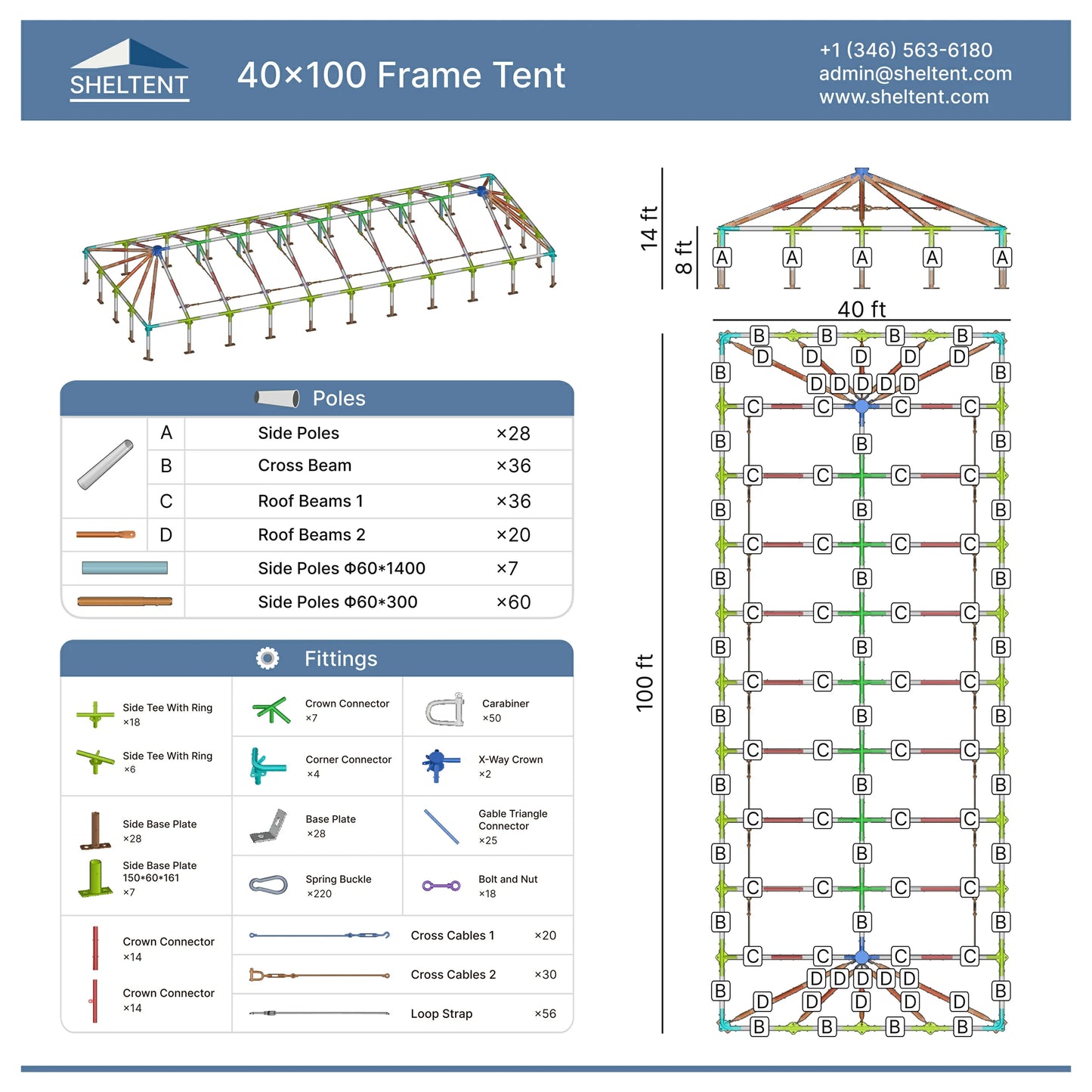 40x100 Frame Tent View