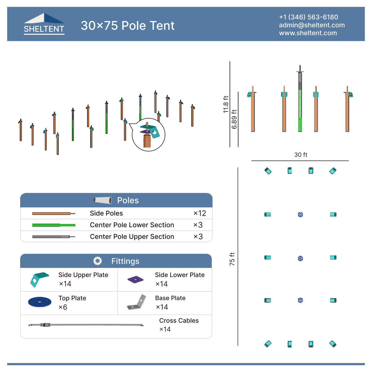 30x75 Pole Tent View