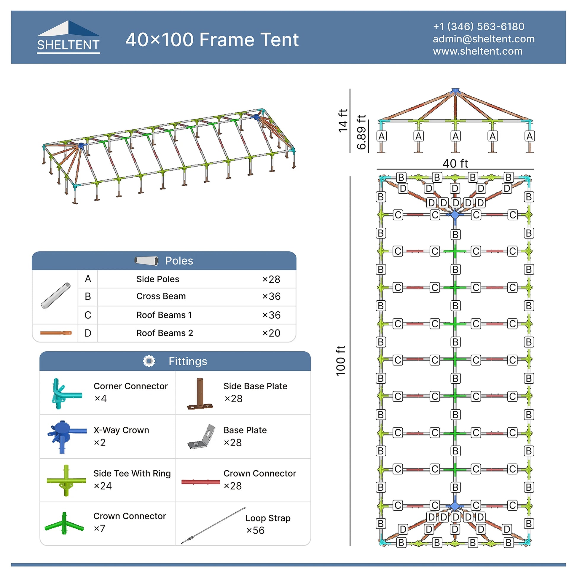 40x100 Frame Tent View